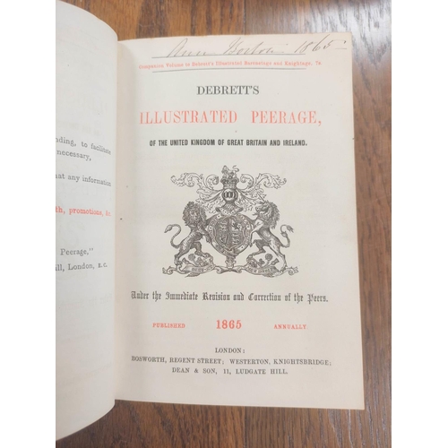 220 - DEBRETT (Pubs).  Illustrated Peerage. Eng. arms & adverts. Orig. red cloth. 1865.... 