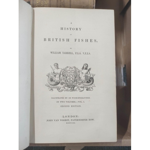 230 - YARRELL WILLIAM.  A History of British Fishes. 2 vols. Many wood engs. Worn orig. cloth. 1... 