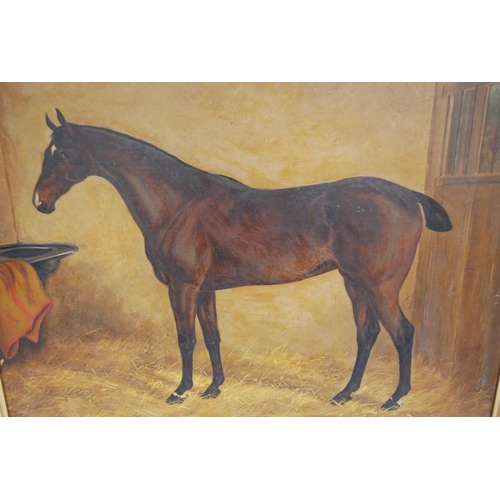 273 - J Quinton (19th Century)Stallion in a stableSigned and dated 1886, oil on canvas, 49cm x 59cm.Stampe... 