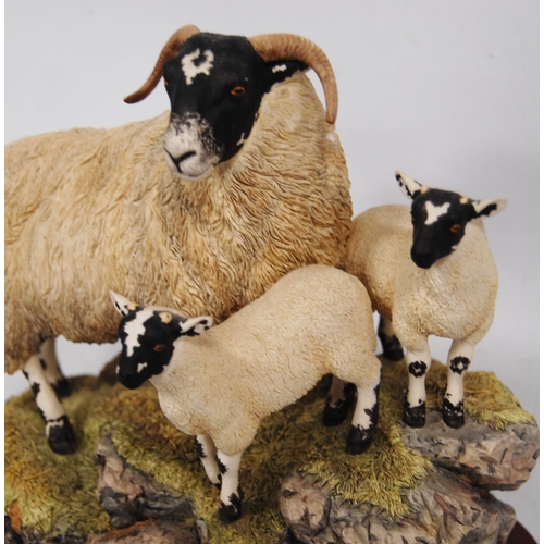 172 - Border Fine Arts group, 'A Ewe and a Pair', designed by Ray Ayres, on a fixed naturalistic base, sig... 