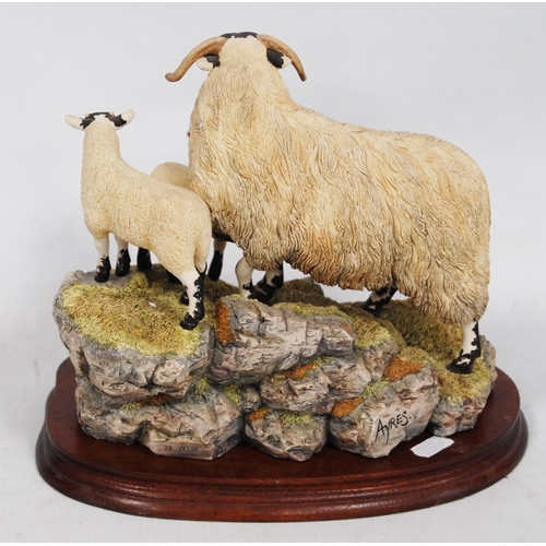 172 - Border Fine Arts group, 'A Ewe and a Pair', designed by Ray Ayres, on a fixed naturalistic base, sig... 