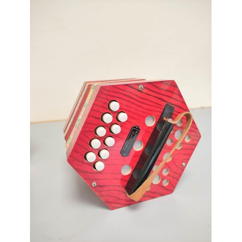 456 - Vintage German Scholer concertina No. 502, complete with box. 