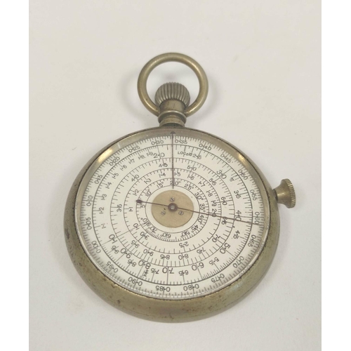 446 - Antique Fowler's patent pocket calculator with rotating dial. In nickel case. 