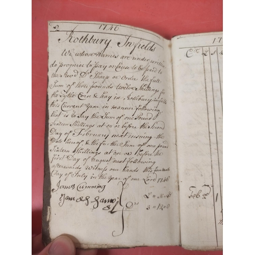 111 - Rothbury Infields.  Corn & Hay Tythe for the Year 1746. Manuscript account pocket-book... 