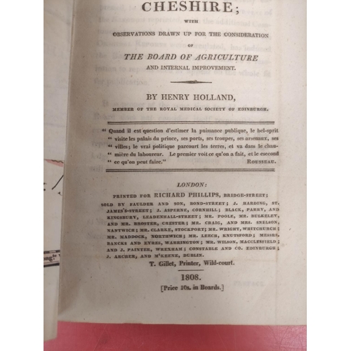 114 - HOLLAND HENRY.  General View of the Agriculture of Cheshire. Fldg. hand col. eng. map. 7 e... 
