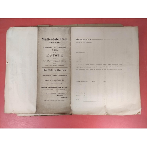 117 - Lake District - Estate & Property Sales.  Bundle of folio & other old particulars ... 