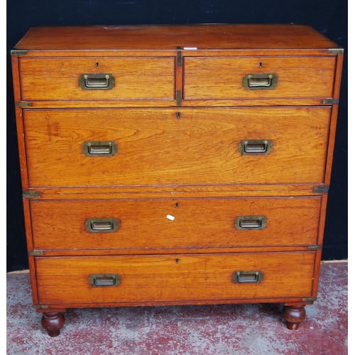 371 - Victorian military camphorwood campaign chest by Army & Navy, the two-section chest with two sho... 