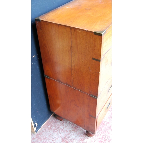 371 - Victorian military camphorwood campaign chest by Army & Navy, the two-section chest with two sho... 