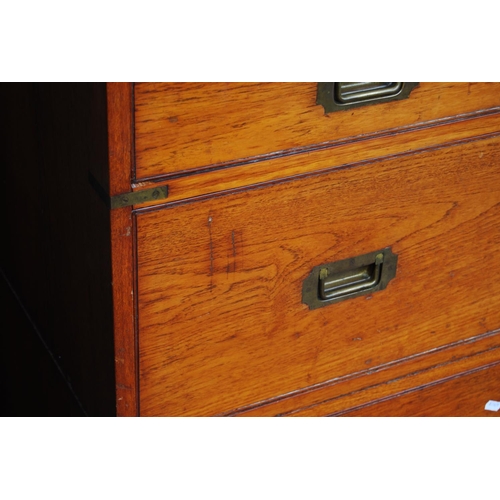 371 - Victorian military camphorwood campaign chest by Army & Navy, the two-section chest with two sho... 