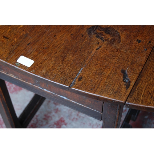 372 - Jacobean Revival oak drop-leaf supper table, on plain supports with adjoining understretchers, 72cm ... 