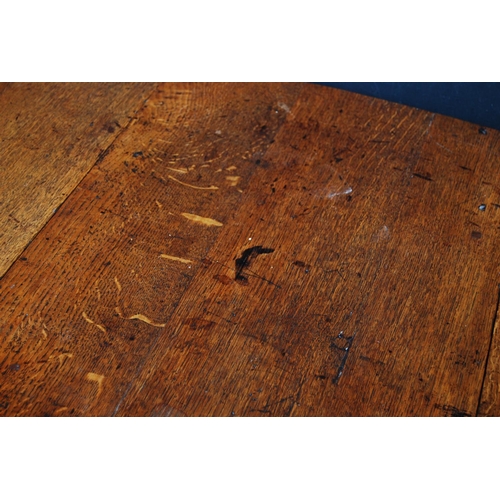 372 - Jacobean Revival oak drop-leaf supper table, on plain supports with adjoining understretchers, 72cm ... 