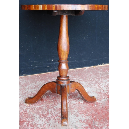 381 - 19th century specimen wood parquetry tripod table, the circular top on turned column and tripod supp... 