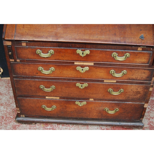 383 - Georgian mahogany bureau cabinet, the cabinet top with two panelled doors enclosing shelves, above a... 