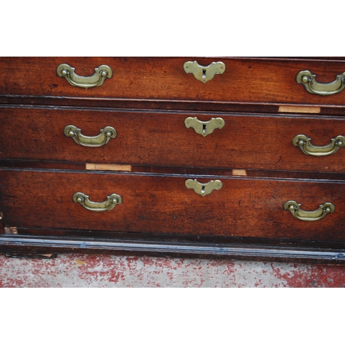 383 - Georgian mahogany bureau cabinet, the cabinet top with two panelled doors enclosing shelves, above a... 