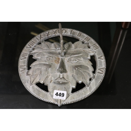 449 - Cast metal sun dial, 23cm diameter.