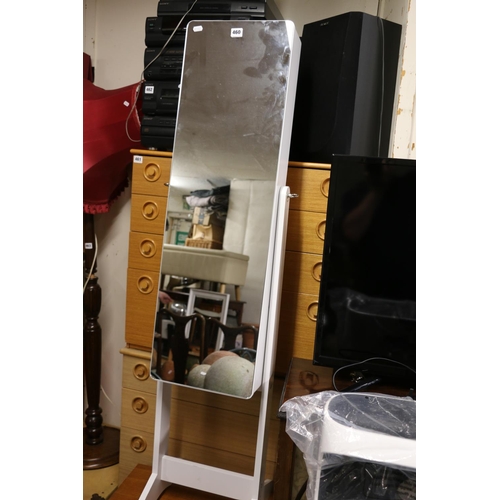 460 - Modern cheval dressing mirror with jewellery compartment.