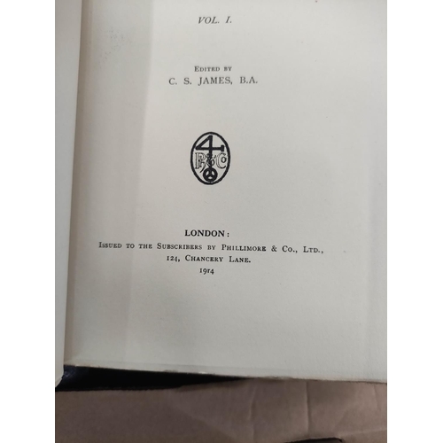 291 - JAMES C. S. (Ed).  Yorkshire Marriage Registers, West Riding. 2 vols. Rebound half calf. 1... 