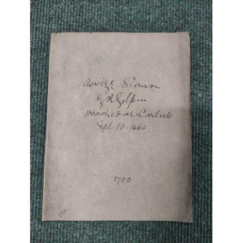 293 - GILPIN R.  An Assize-Sermon Preach'd ... at Carlisle, September the 10th ANN.1660. 24pp. L... 