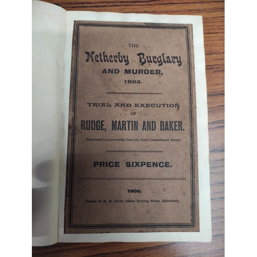 296 - Cumberland - The Netherby Burglary & Murder (1885).  Cloth bound vol. with 1905 public... 