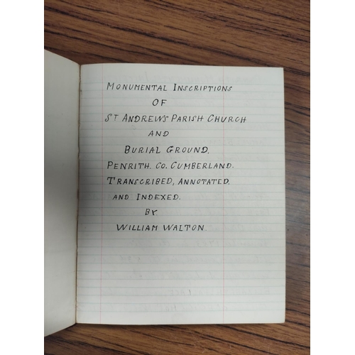 297 - WALTON WILLIAM.  Monumental Inscriptions of St. Andrews Parish Church & Burial Ground,... 