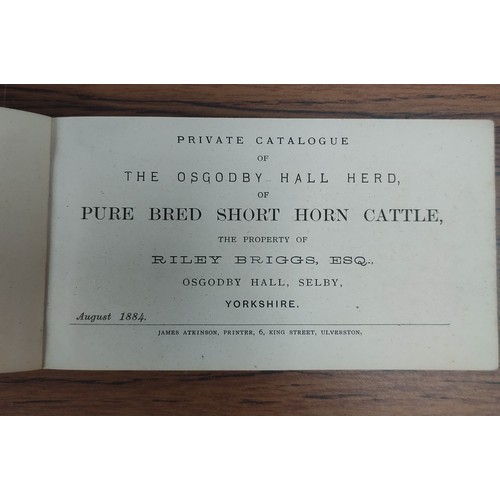 141 - Beef Shorthorn Cattle.  Private Catalogue of the Osgodby Hall Herd of Pure Bred Short Horn... 