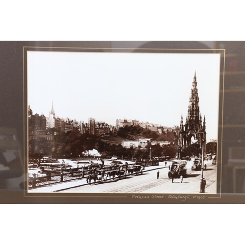 563 - Framed photographic print of Princes Street Edinburgh circa 1905, frame size 48cm x 63cm. 