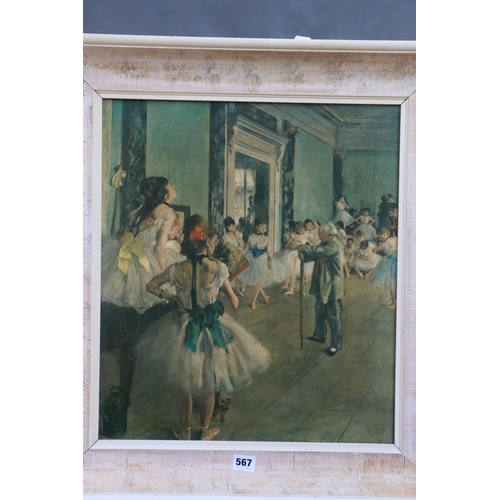 567 - After DEGAS, The Dance Class, print on canvas, 47cm x 41cm. 