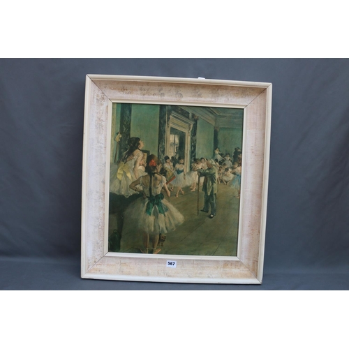 567 - After DEGAS, The Dance Class, print on canvas, 47cm x 41cm. 