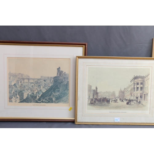 646 - Seven framed prints of Edinburgh to include North Bridge Street, The High Street, High School Wynd e... 