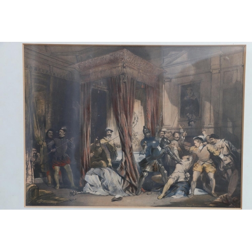 647 - After GEORGE CATTERMOLE RWS (British 1800-1868), Queen Mary's Bedchamber, framed print, also a copy ... 