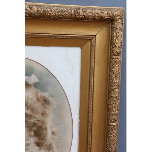 650 - Gilt framed portrait print of a young girl, frame size 73cm x 60cm.