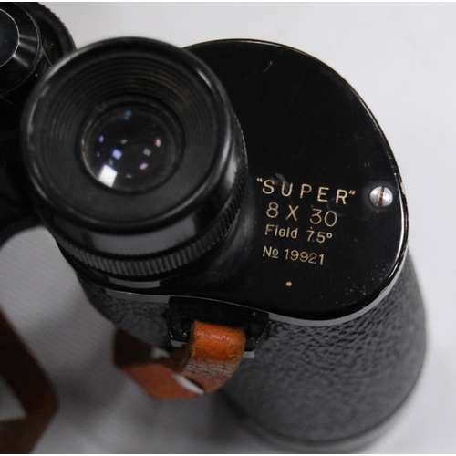 178 - Pair of German Super 8x30 field binoculars by Lieberman & Gortz, no. 19921, with case, and anoth... 