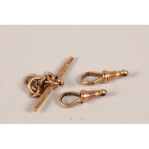 107 - 9 carat yellow gold T - bar and and clips; gross weight 8.9g