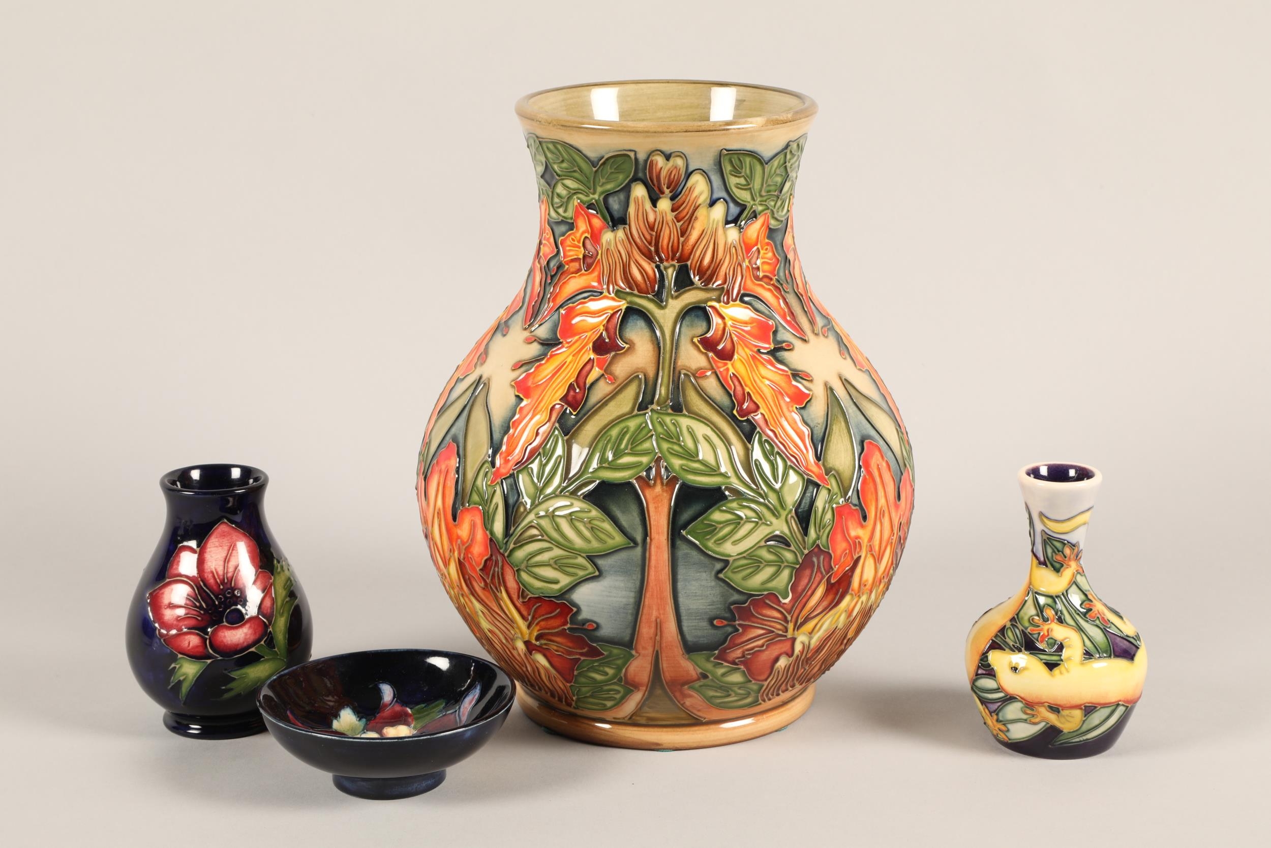 Modern Moorcroft Flame of the Forest vase; 25cm high; together with ...
