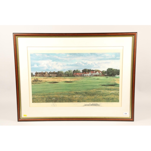 379 - Linda Harlough; 18th Hole at Muirfield; pencil signed limited edition print; 374 / 850; framed