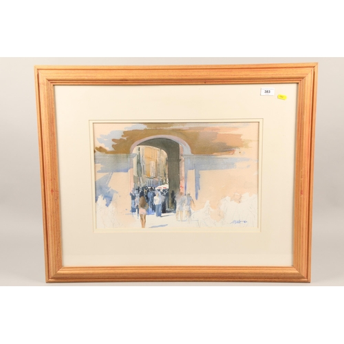 383 - Alastair Houston; The Archway; watercolour on paper; framed and signed