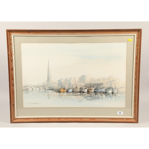 386 - David Scott Martin; Ayr Harbour; watercolour on paper; signed; framed