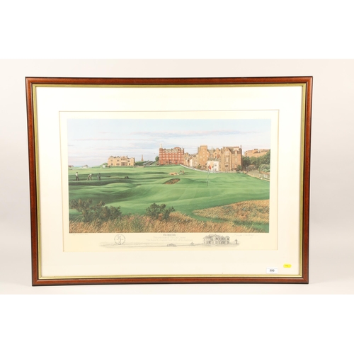 393 - Linda Harlough; 17th Hole of the Old Course; Royal and Ancient Club, St. Andrews; pencil signed Arti... 