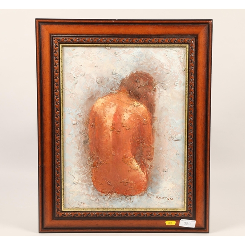 399 - Barton; Nude Female from the back; oil on canvas; signed and framed