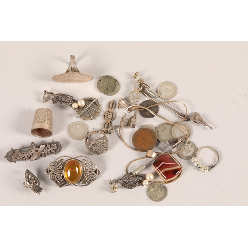 63 - Assortment of white metal and silver jewellery to include necklaces etc and a silver Charles Horner ... 