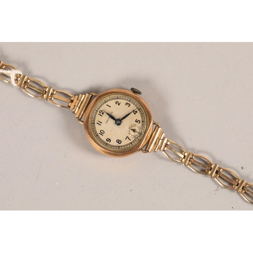 70 - Hendersons yellow metal cased ladies watch and strap