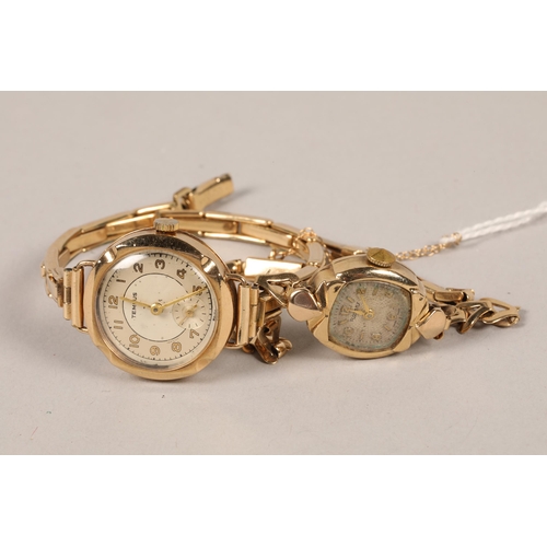 79 - 9 carat yellow gold cased ladies watch with 9 carat yellow gold strap; together with one other 9 car... 
