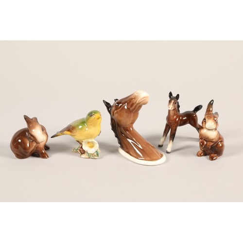 9 - Three Beswick porcelain animals together with two others (5)