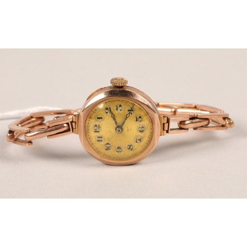 98 - 9 carat yellow gold cased ladies wristwatch; gross weight 24.5g