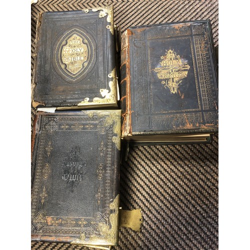 372 - Three Victorian leather bound bibles