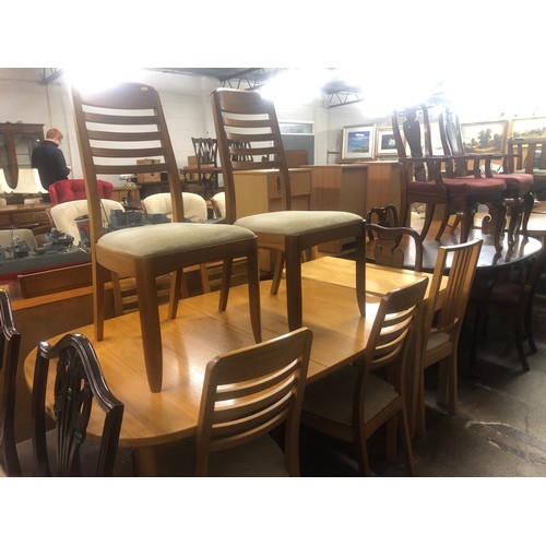 635A - Beech effect dining table and six matching chairs