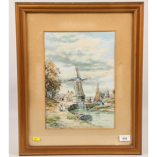 410 - John Hamilton Glass; Dutch Canal Scene; watercolour on paper; signed and framed