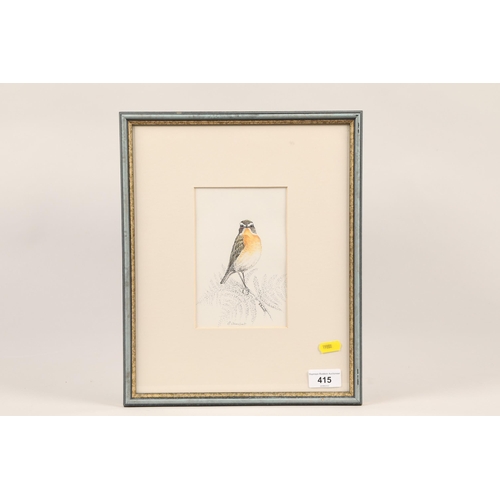 415 - Brian Arnell; Winchat; watercolour and ink; framed