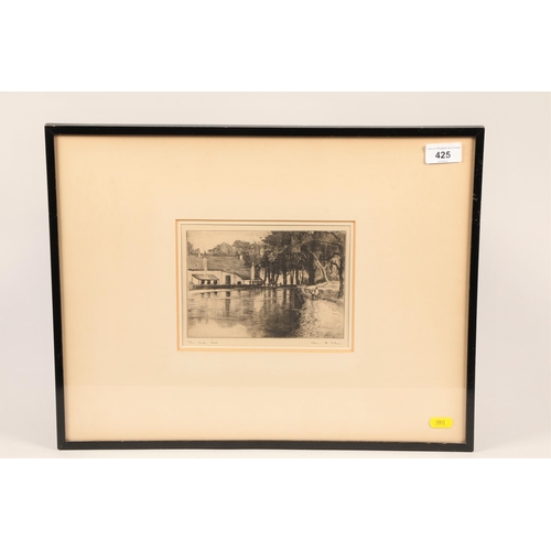 425 - Alex Gimour; The Mill; pencil signed etching; framed and glazed