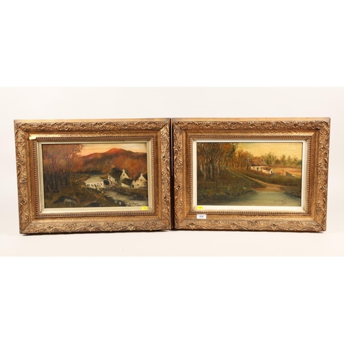 430 - D.W. Bigger; Cottages by the River; oil on board; each signed and dated; framed; a pair; together wi... 